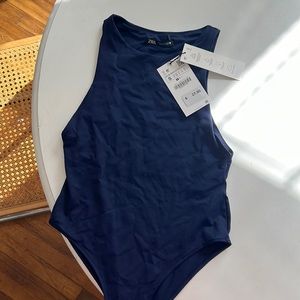 NWT Zara navy bodysuit